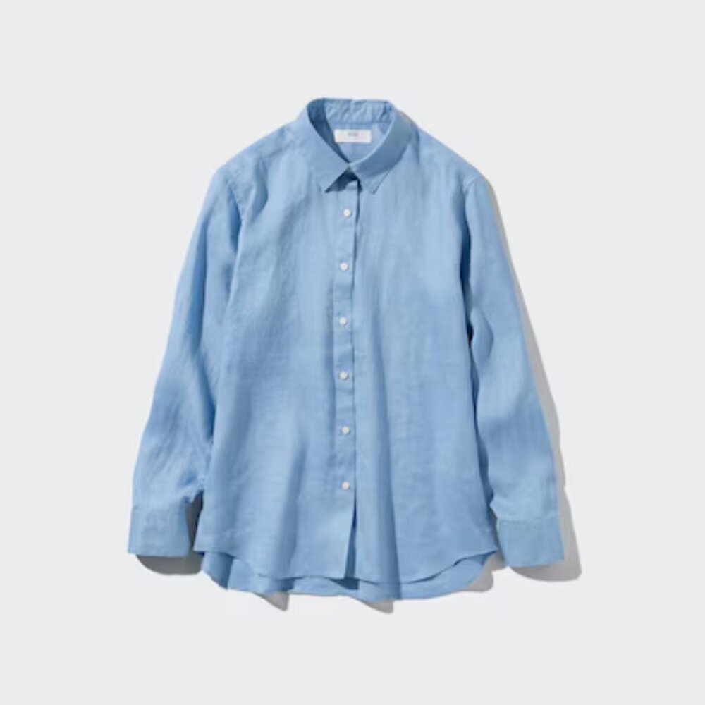 UNIQLO Premium Linen Shirt | 61 BLUE | Medium